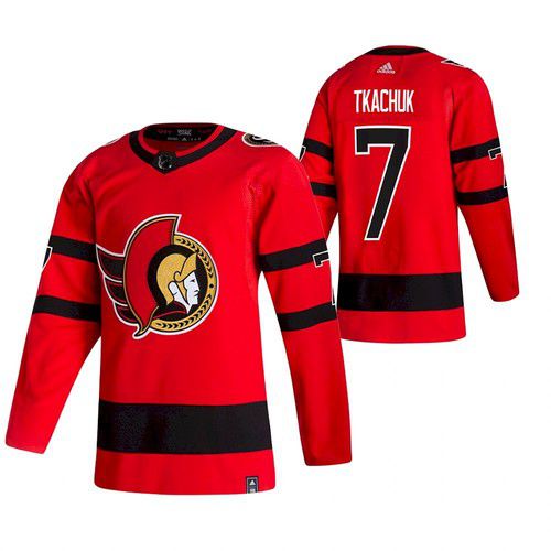 Cheap Men Ottawa Senators 7 Tkachuk Red NHL 2021 Reverse Retro jersey